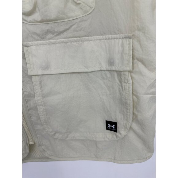 Under Armour Mens UA Legacy Crinkle Vest Beige M Loose Fit Lightweight - Picture 2 of 10